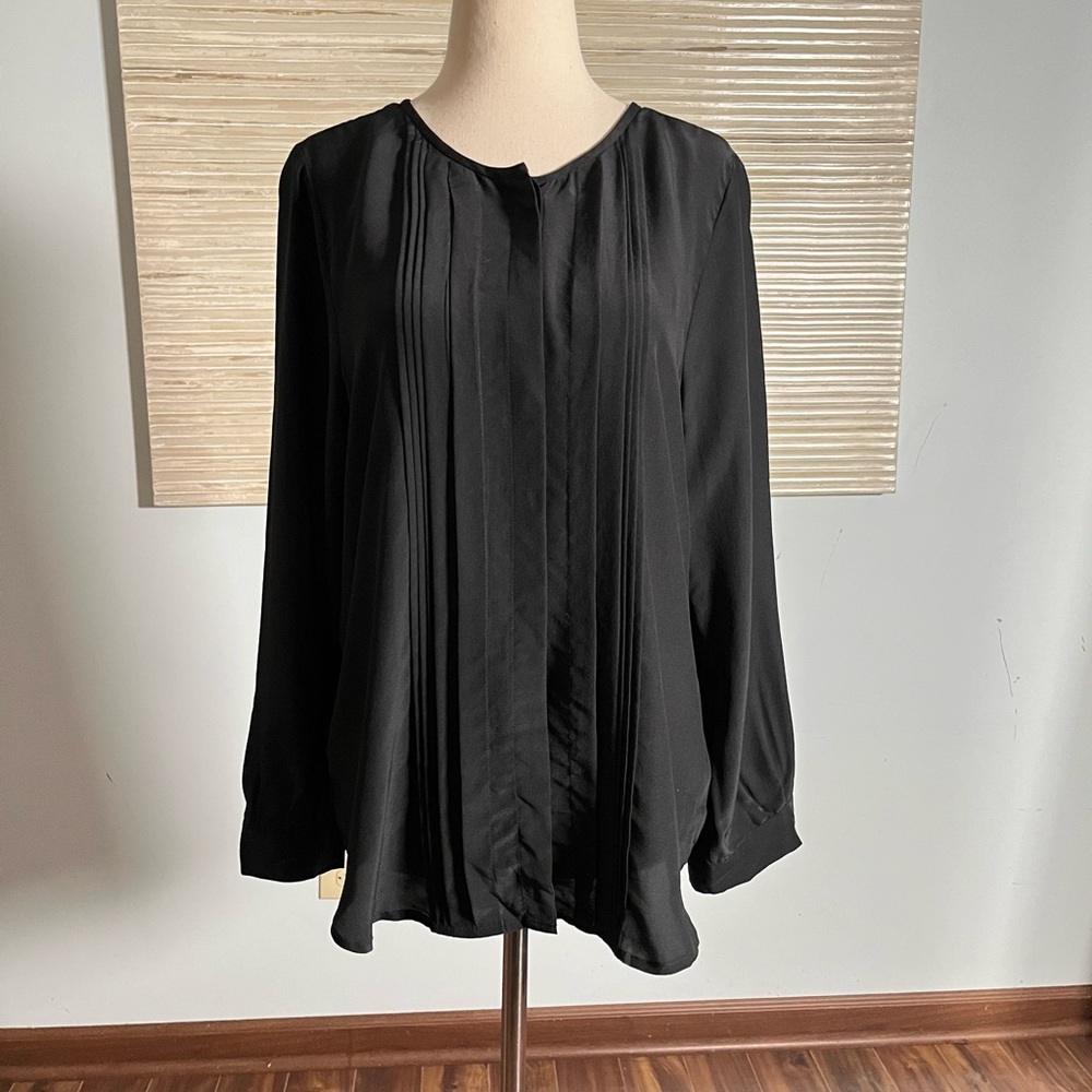 Joie 100% silk black peasant blouse top size M - Picture 6 of 11